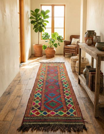 1' 10 x 8' Hand Woven Kilim Fars Wool Runner Rug