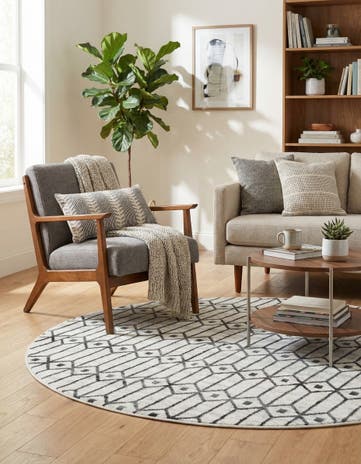 5' x 5' Lattice Trellis Round Rug