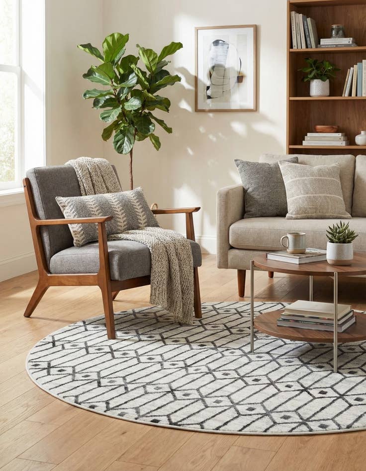 Detail image of  5' x 5' Lattice Trellis Round Rug