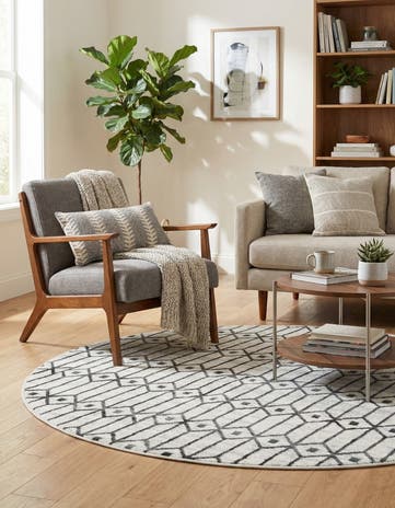5' x 5' Lattice Trellis Round Rug