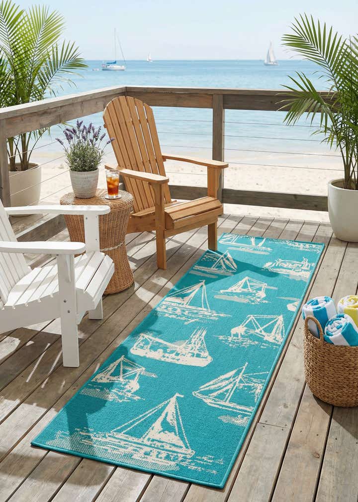 2' x 8' Easy-Clean Coastal Indoor / Outdoor Runner Rug