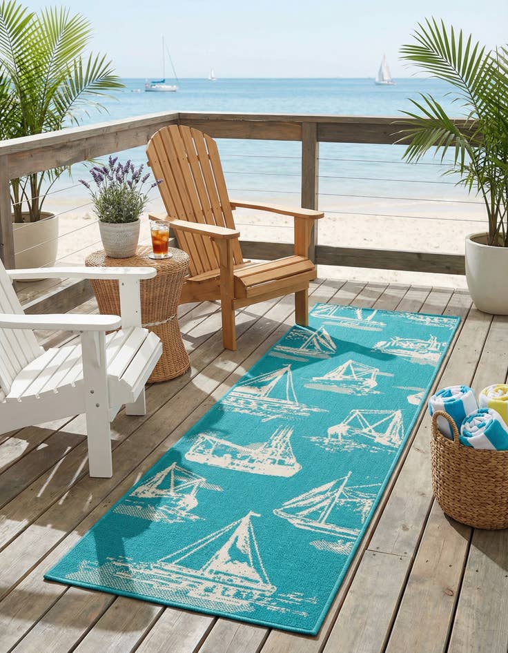 Detail image of  2' x 8'  Washable Coastal Indoor / Outdoor Runner Rug