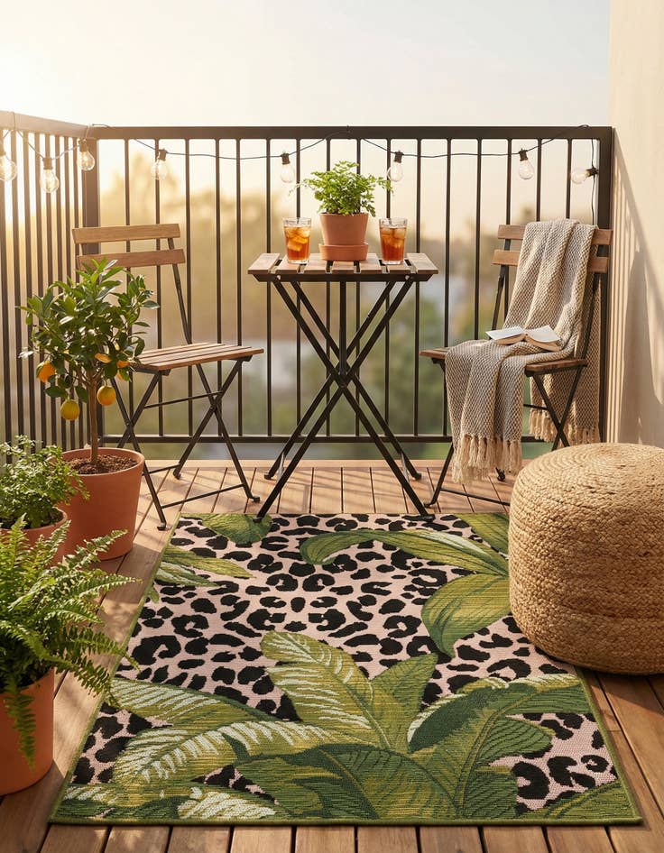 Detail image of 2' x 3'  Washable Botanical Indoor / Outdoor Rug