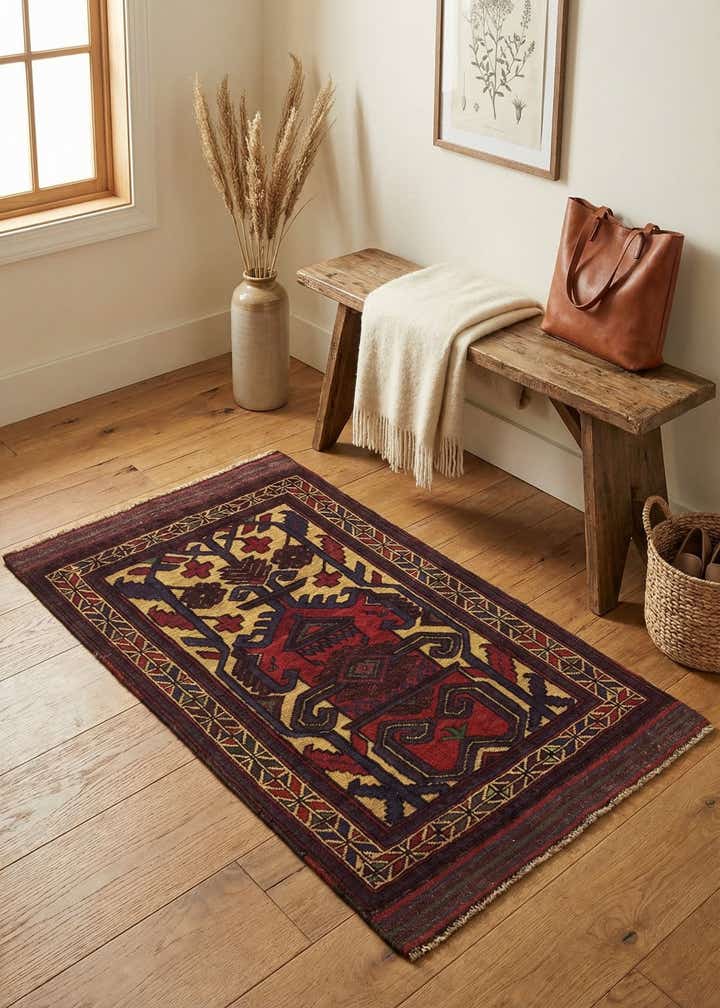 2' 9 x 4' 6 Hand Knotted Sumak Wool Rug