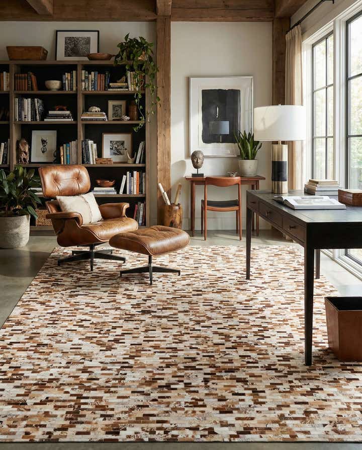 8' x 9' 10 Cowhide Leather Rug