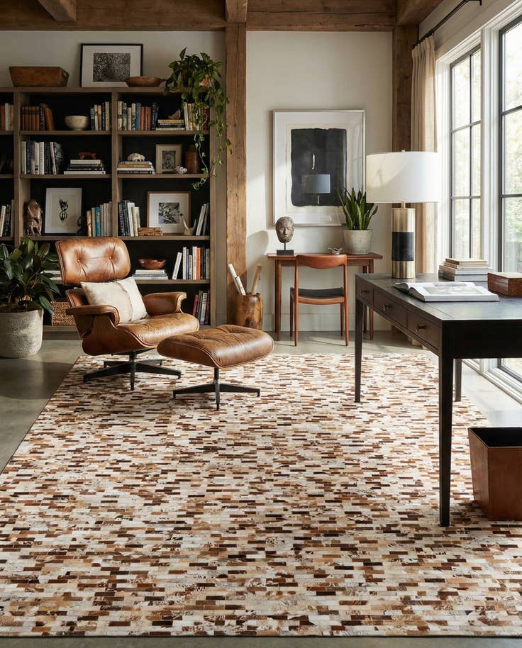 Detail image of 8' x 9' 10 Cowhide Leather Rug