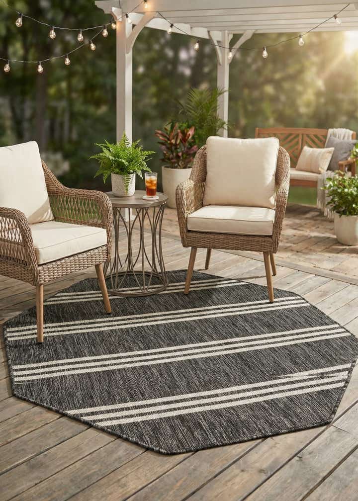 4' x 4' Easy-Clean Jill Zarin Anguilla Indoor / Outdoor Octagon Rug