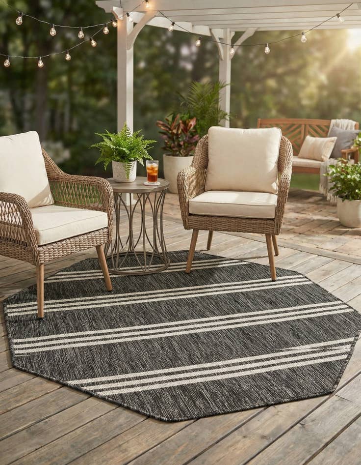 Detail image of 4' x 4'  Washable Jill Zarin Anguilla Indoor / Outdoor Octagon Rug
