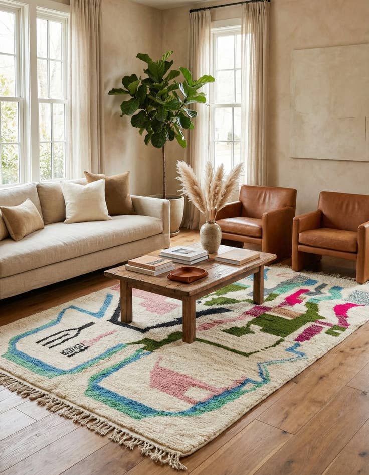 Detail image of 5' 3 x 8' 4  Hand Knotted Moroccan Wool Rug