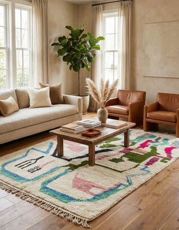 5' 3 x 8' 4 Hand Knotted Moroccan Wool Rug