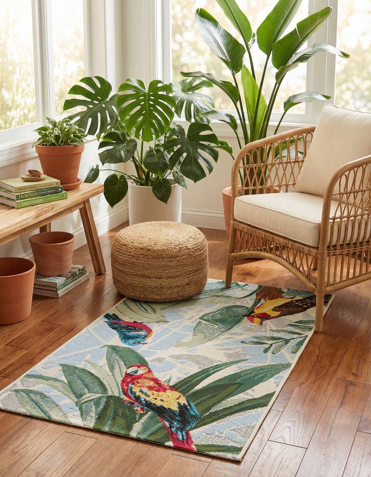 Detail image of  2' x 3'  Washable Botanical Indoor / Outdoor Rug
