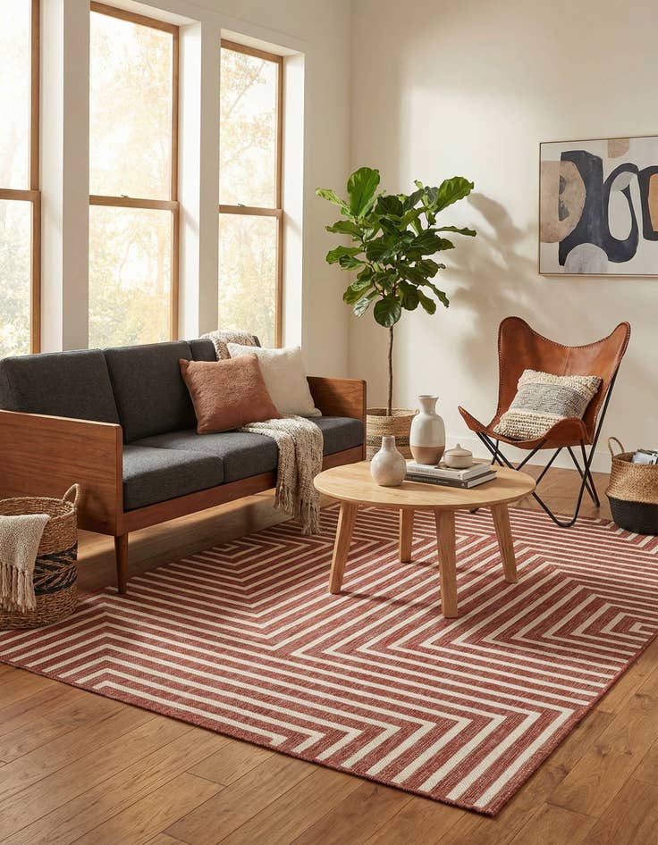 Detail image of  5' 3 x 7'  Washable Modern Indoor / Outdoor Rug