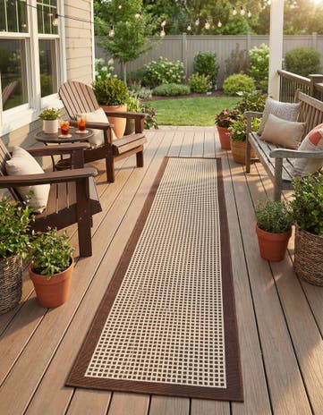 2' x 8' Easy-Clean Border Indoor / Outdoor Runner Rug
