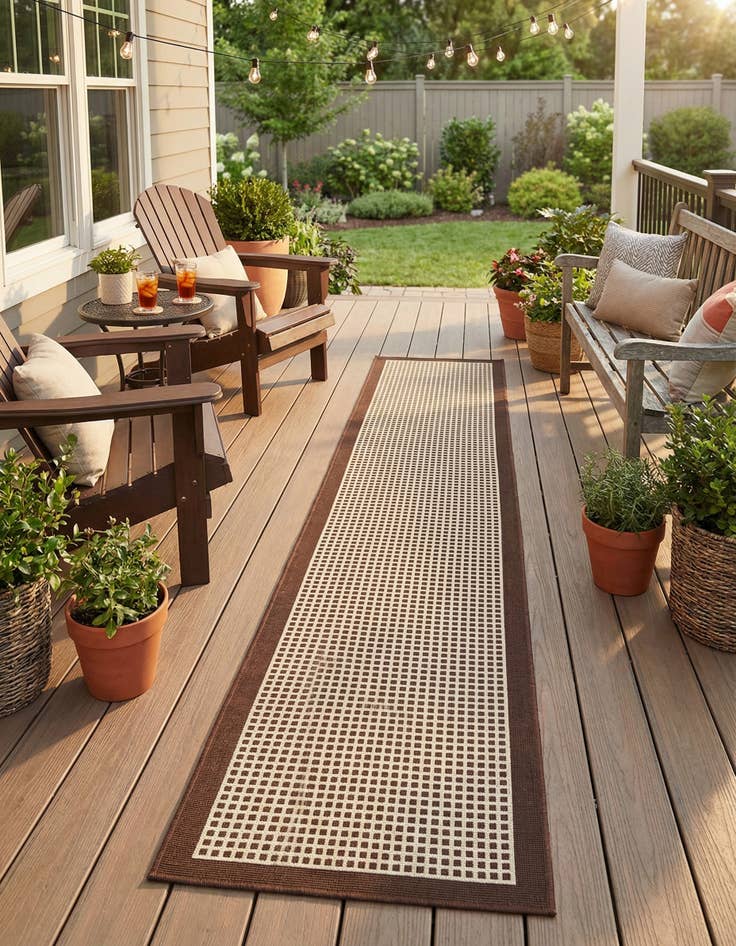 Detail image of 2' x 8'  Washable Border Indoor / Outdoor Runner Rug