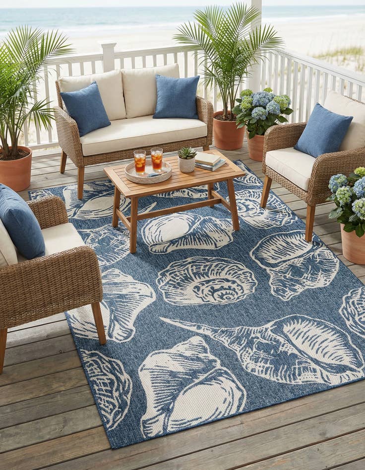 Detail image of 6' x 9'  Washable Coastal Indoor / Outdoor Rug