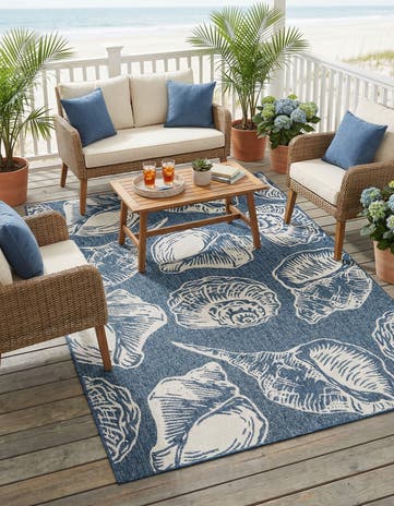 6' x 9' Easy-Clean Coastal Indoor / Outdoor Rug