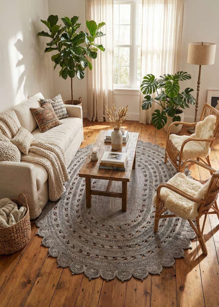 7' 10 x 10' Handmade Braided Jute Oval Rug