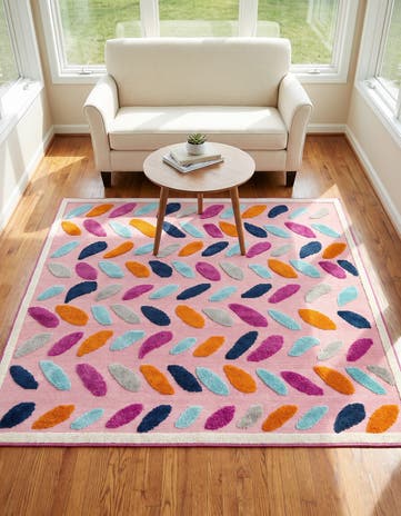 Pink Easy-Clean Aruba Indoor / Outdoor Square Rug