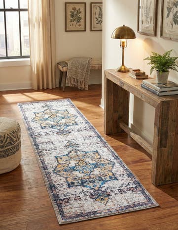 Sea Salt White Washable Francesca Runner Rug