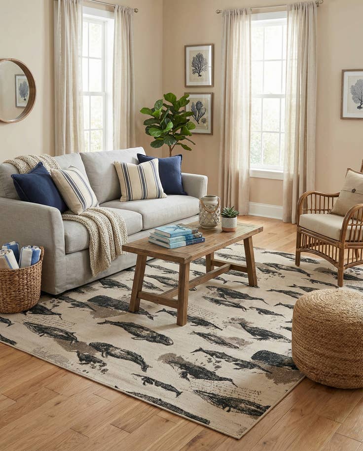 Detail image of 7' 10 x 10' Easy-Clean Coastal Indoor / Outdoor Rug