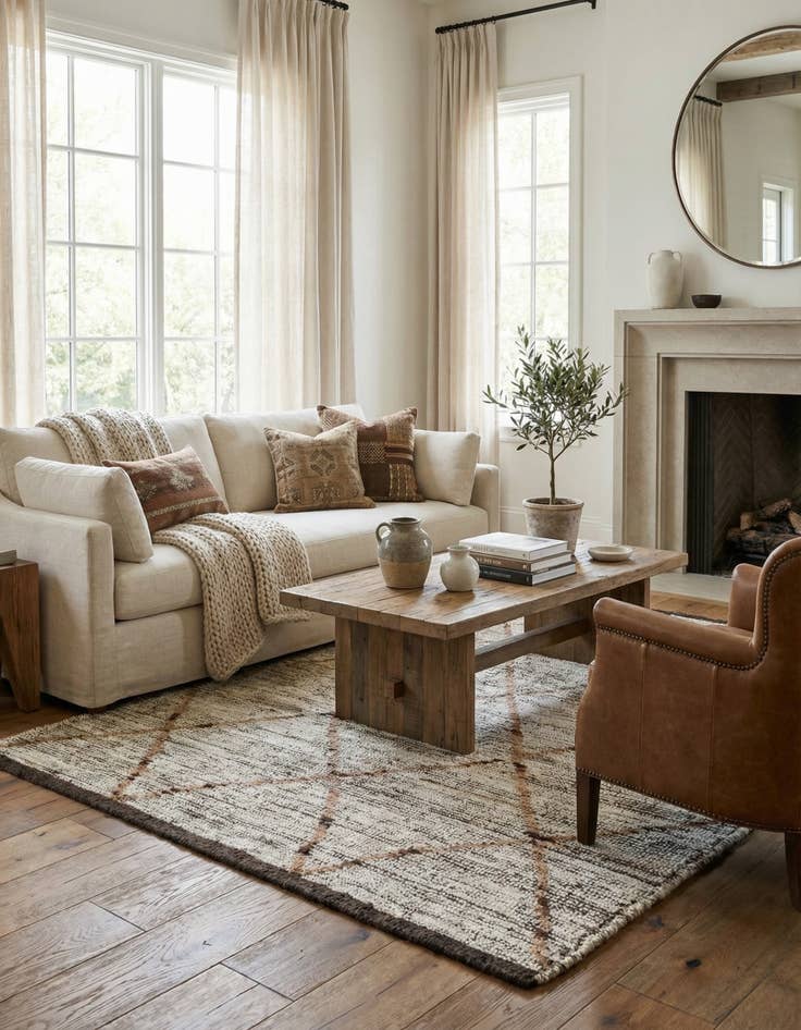 Detail image of 4' 1 x 6'  Hand Knotted Moroccan Wool Rug