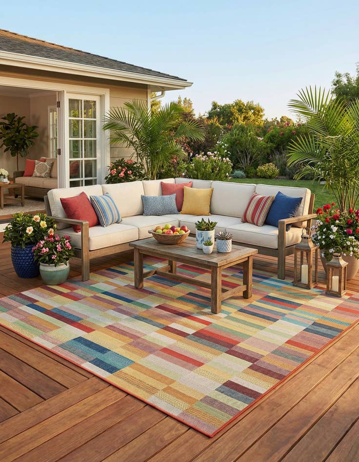 Detail image of 10' x 10' Easy-Clean Baja Indoor / Outdoor Square Rug