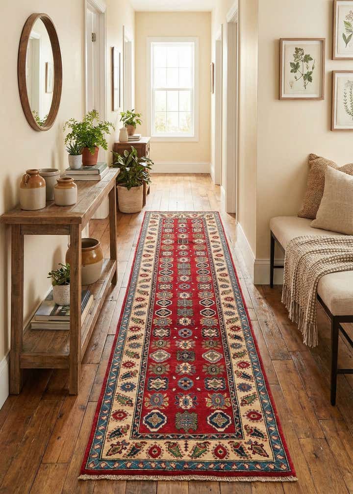 2' 9 x 9' 8 Hand Knotted Kazak Runner Rug