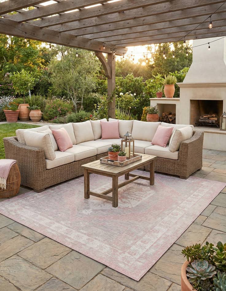 Detail image of 10' x 13'  Washable Traditional Indoor / Outdoor Rug