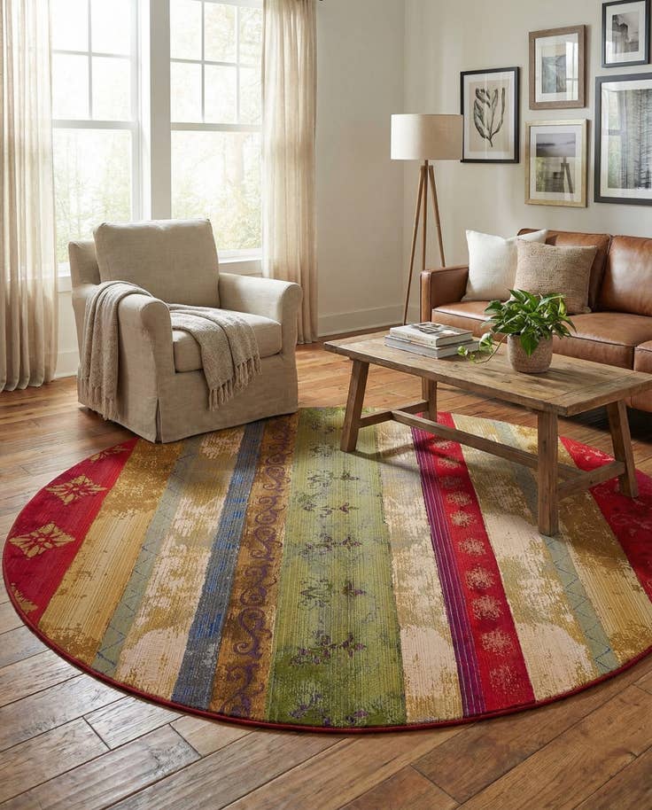 Detail image of 8' x 8' Easy-Clean Modern Indoor / Outdoor Round Rug