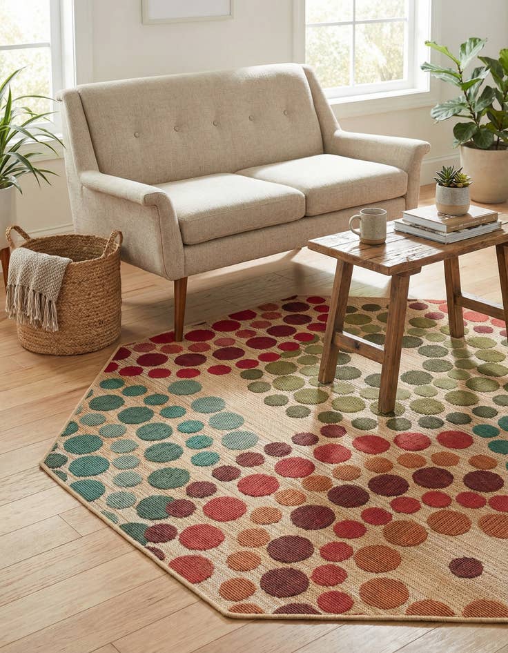 Detail image of 4' x 4'  Washable Modern Indoor / Outdoor Octagon Rug