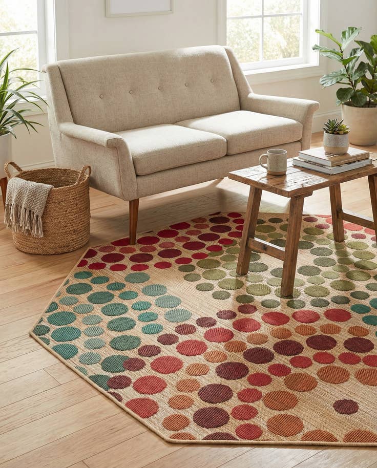 Detail image of 4' x 4' Easy-Clean Modern Indoor / Outdoor Octagon Rug