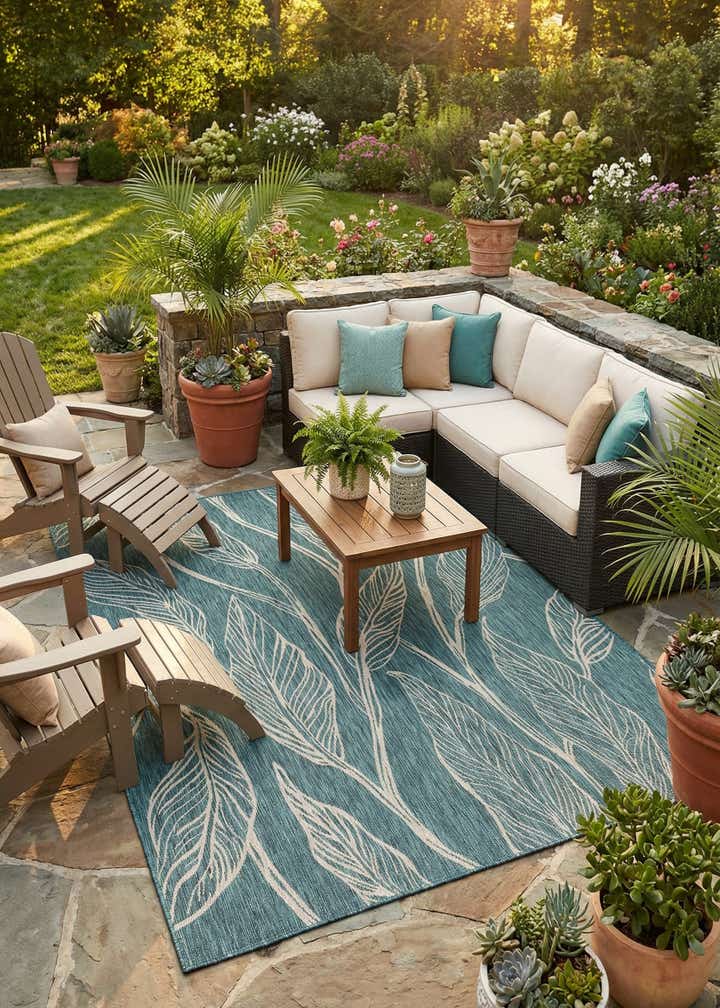 9' x 12' Easy-Clean Botanical Indoor / Outdoor Rug