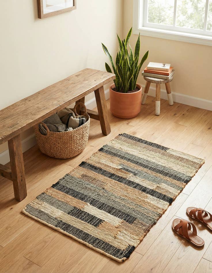 Detail image of 2' x 3' 1 Hand Woven Kala Handwoven Jute Rug