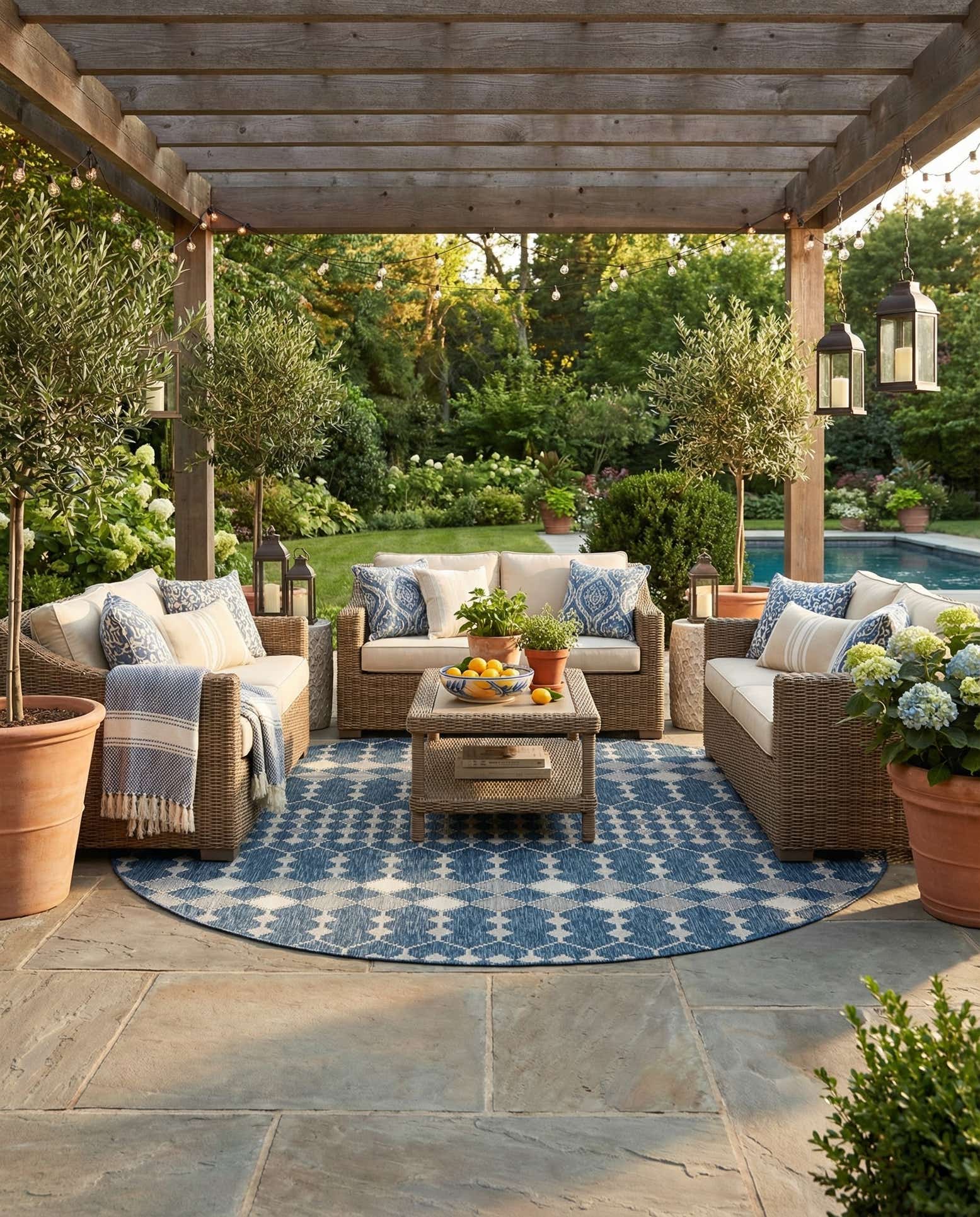 10' x 10' Easy-Clean Trellis Indoor / Outdoor Round Rug