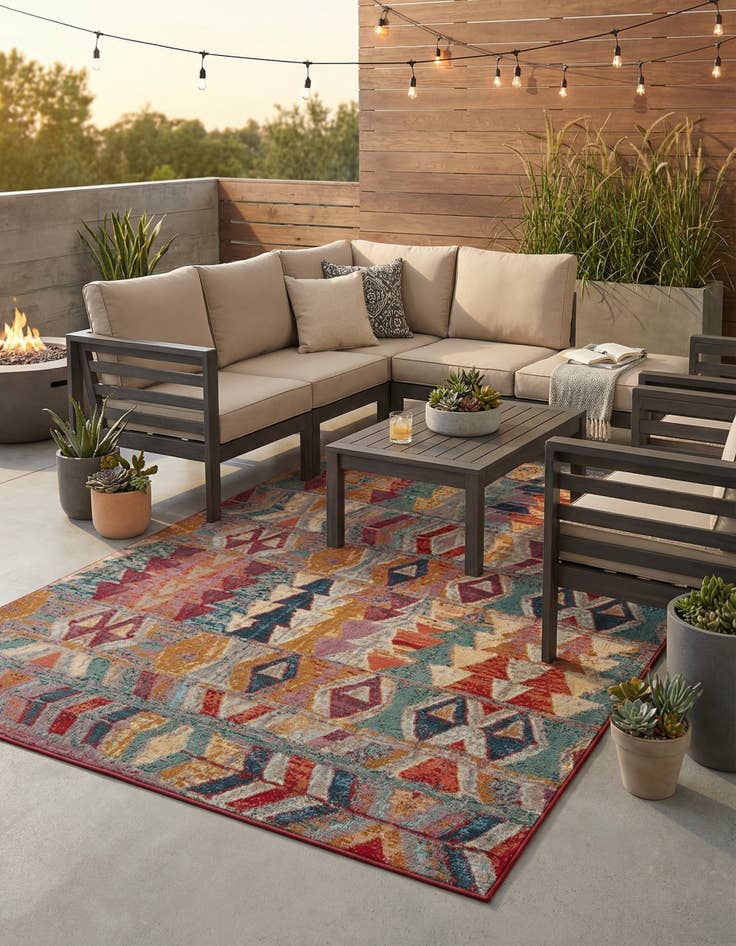 Detail image of 7' x 10'  Washable Modern Indoor / Outdoor Rug