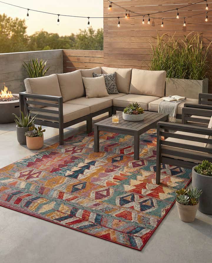 7' x 10' Easy-Clean Modern Indoor / Outdoor Rug