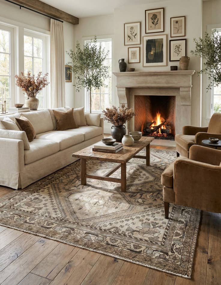 Detail image of 4' 8 x 7'  Hand Knotted Ultra Vintage Persian Wool Rug