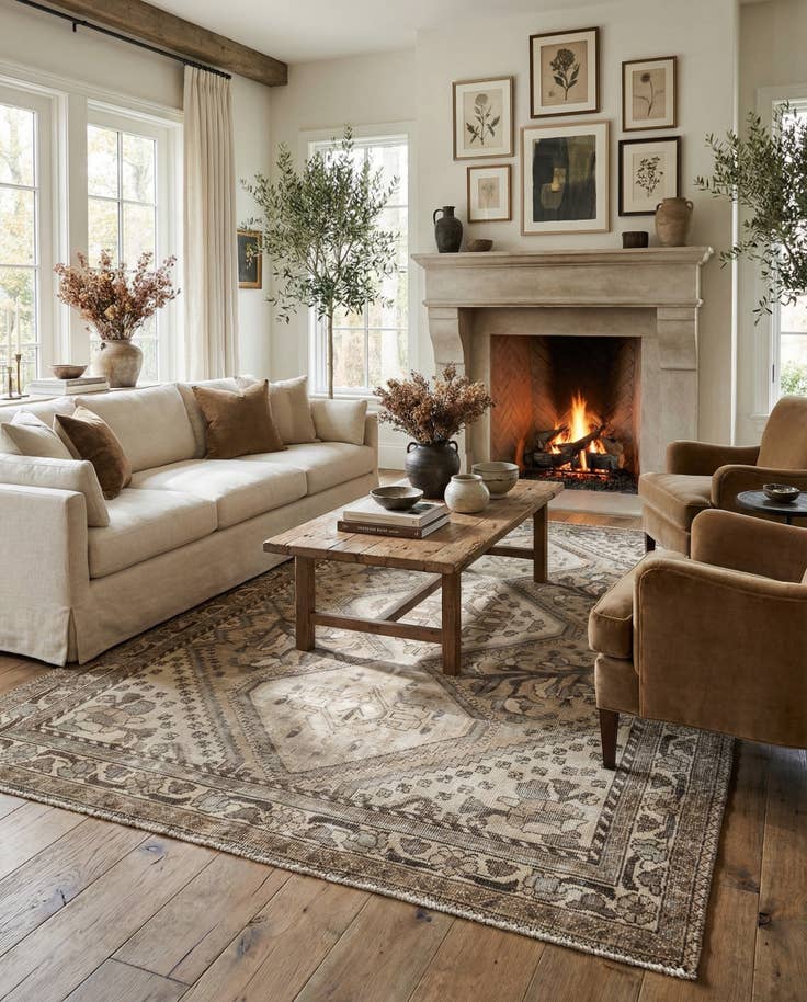 Detail image of 4' 8 x 7' Hand Knotted Ultra Vintage Persian Wool Rug