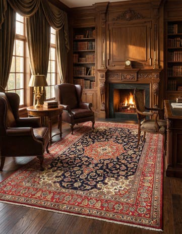 6' 6 x 10' 4 Hand Knotted Qom Persian Rug