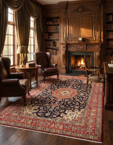 6' 6 x 10' 4 Hand Knotted Qom Persian Rug