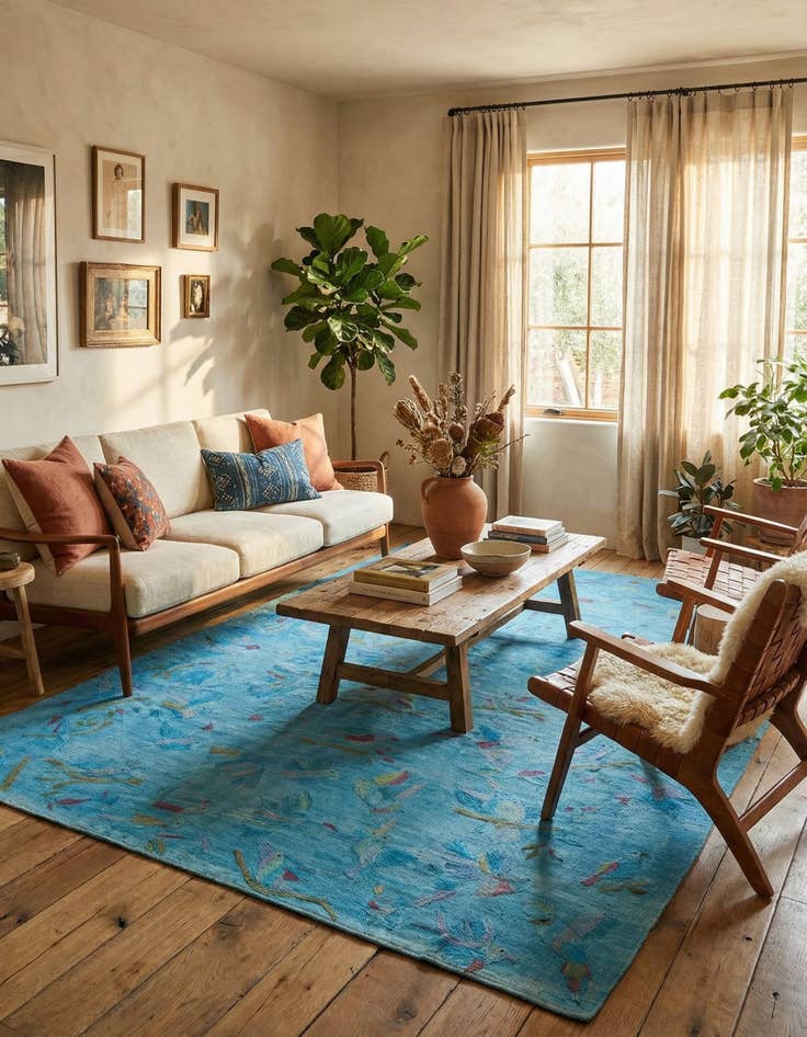 Detail image of 8' 6 x 11'  Hand Woven Kilim Suzani Wool Rug