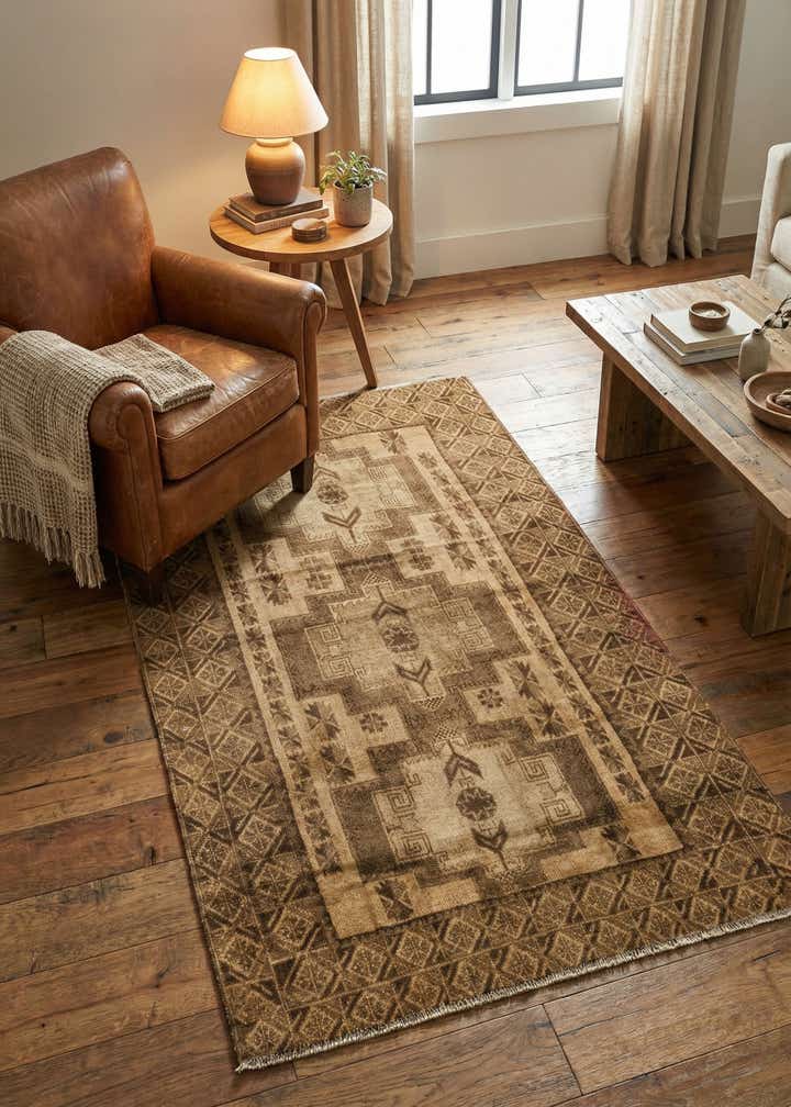 3' 10 x 7' Hand Knotted Ultra Vintage Persian Wool Rug