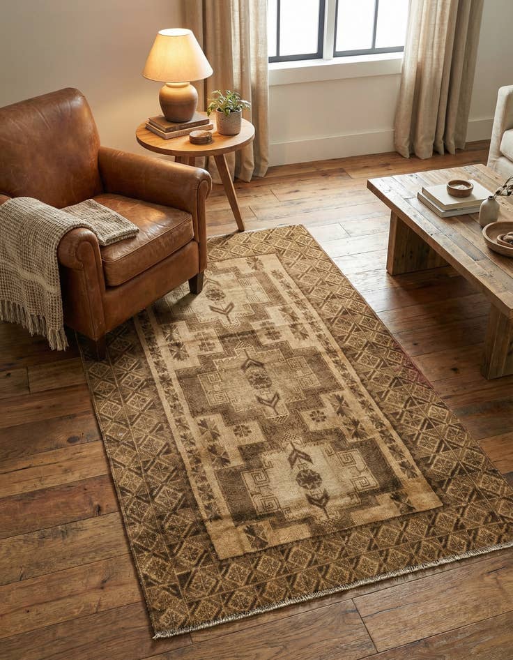 Detail image of 3' 10 x 7' Hand Knotted Ultra Vintage Persian Wool Rug