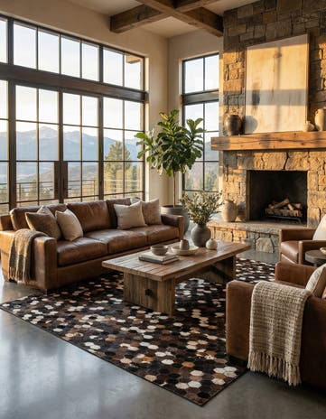 5' x 8' Cowhide Leather Rug