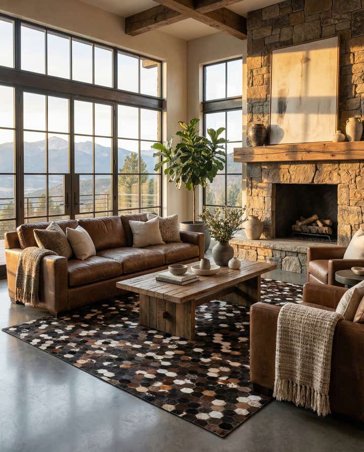 5' x 8' Cowhide Leather Rug