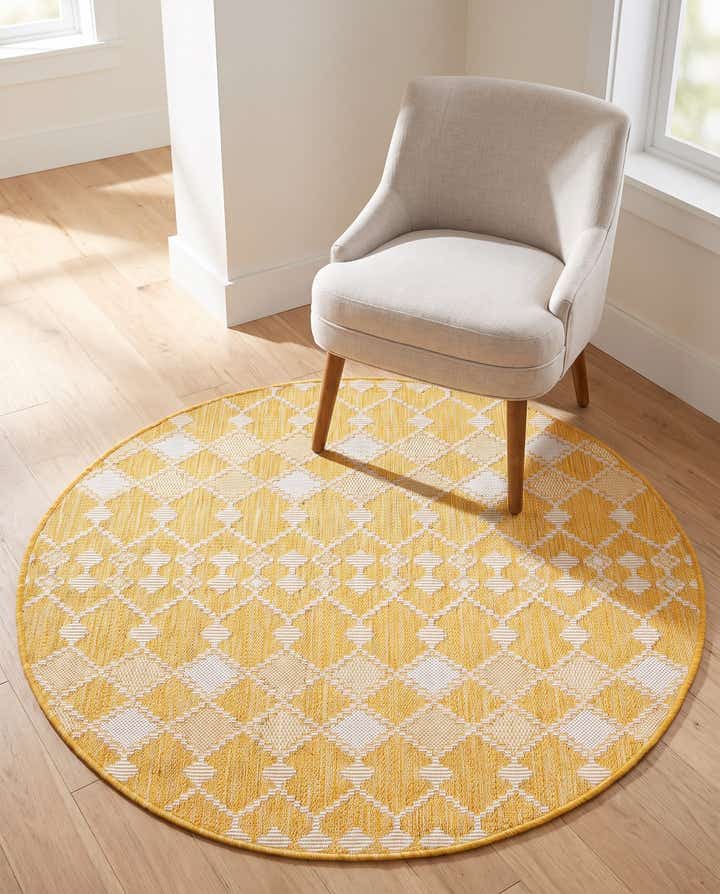 4' x 4' Easy-Clean Trellis Indoor / Outdoor Round Rug