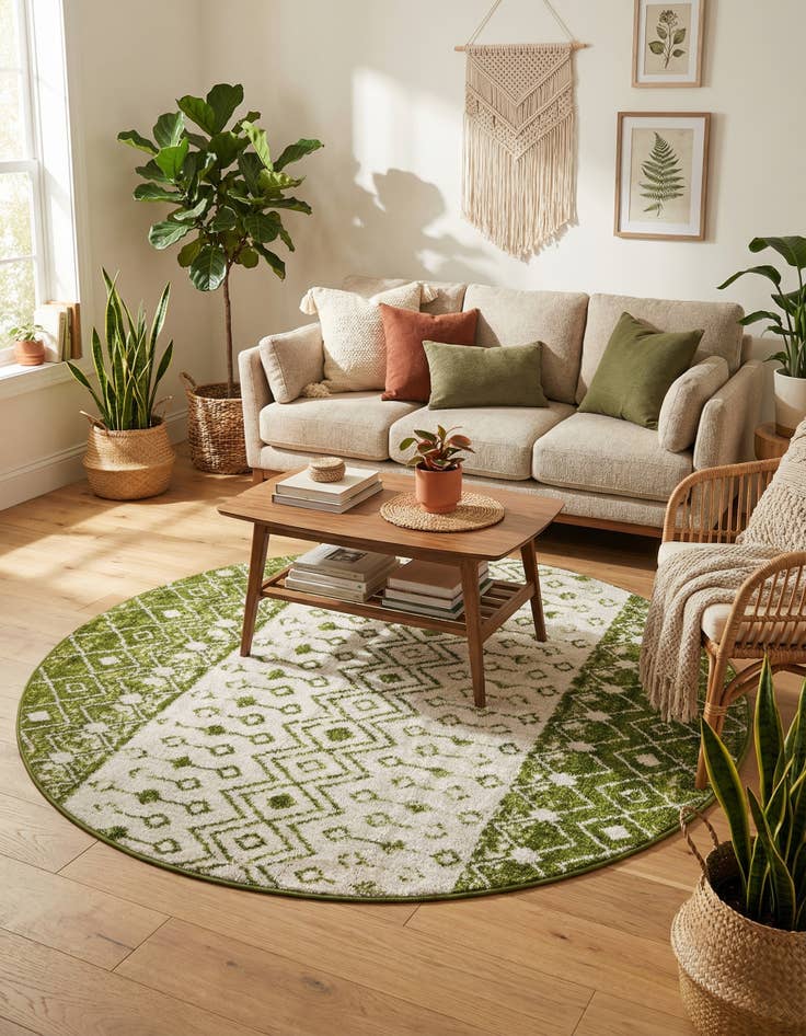 Detail image of  5' 3 x 5' 3 Moroccan Trellis Round Rug