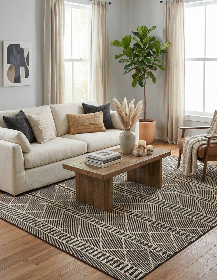 Detail image of  10' x 10'  Washable Lattice Indoor / Outdoor Square Rug