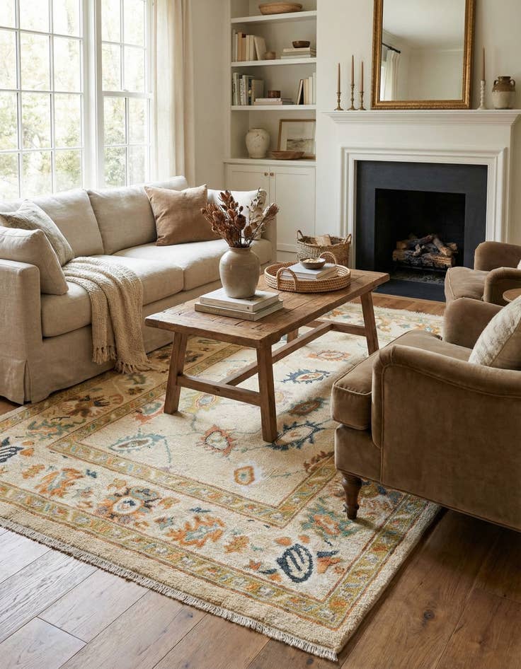 Detail image of 5' 7 x 8' 3  Hand Knotted Oushak Rug