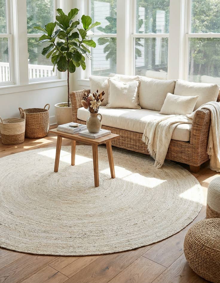 Detail image of  8' x 8'  Hand Braided Jute Round Rug